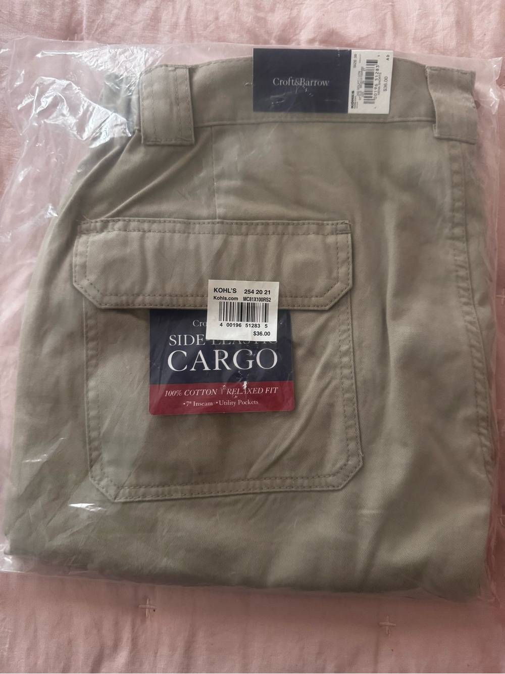 croft & barrow Men’s Side Cargo Pants in Khaki